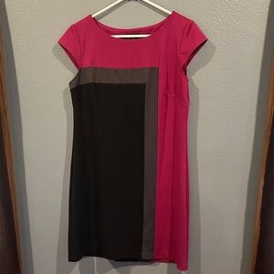 Chic Asymmetrical Pink and Black Dress